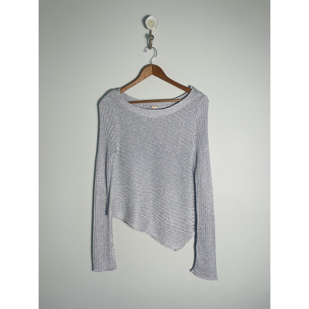 Free People Metallic Asymmetrical Knit Summer Sweater.‎ XS. Shimmer. Long Sleeve